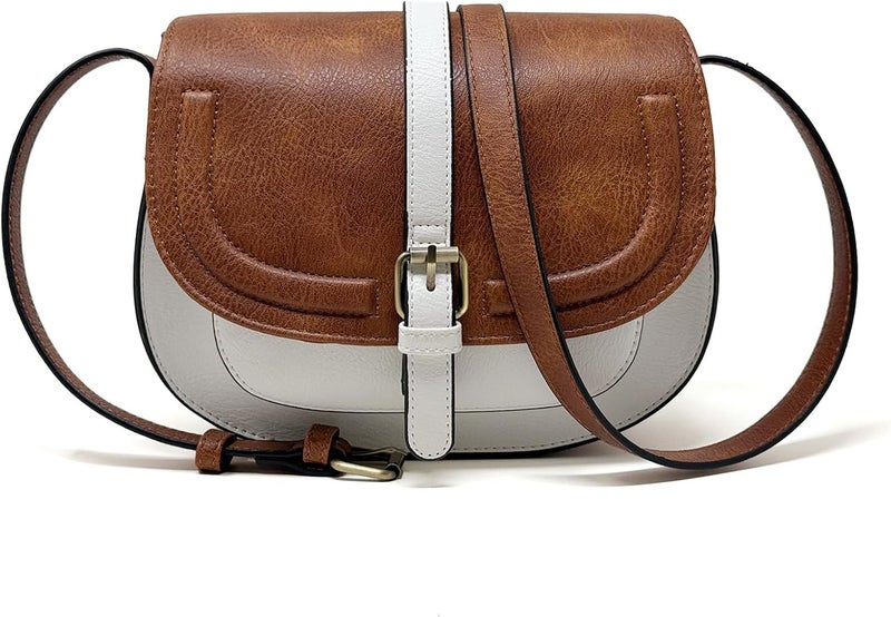 AFKOMST Crossbody Bags for Women,Small Saddle Purse and Boho Cross Body Handbags,Vegan Leather - Image 1